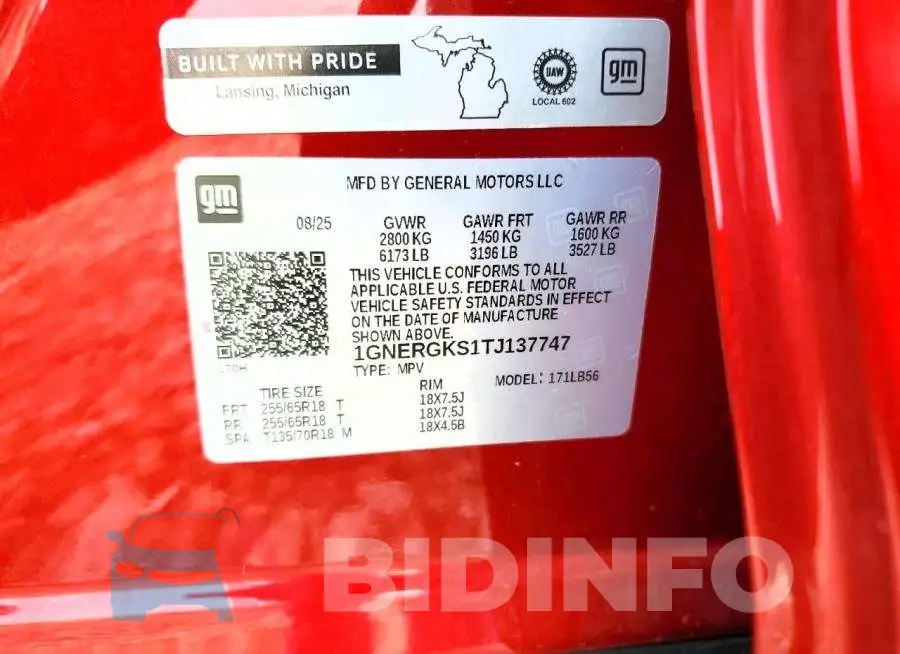 1GNERGKS1TJ137747 Photo# 14