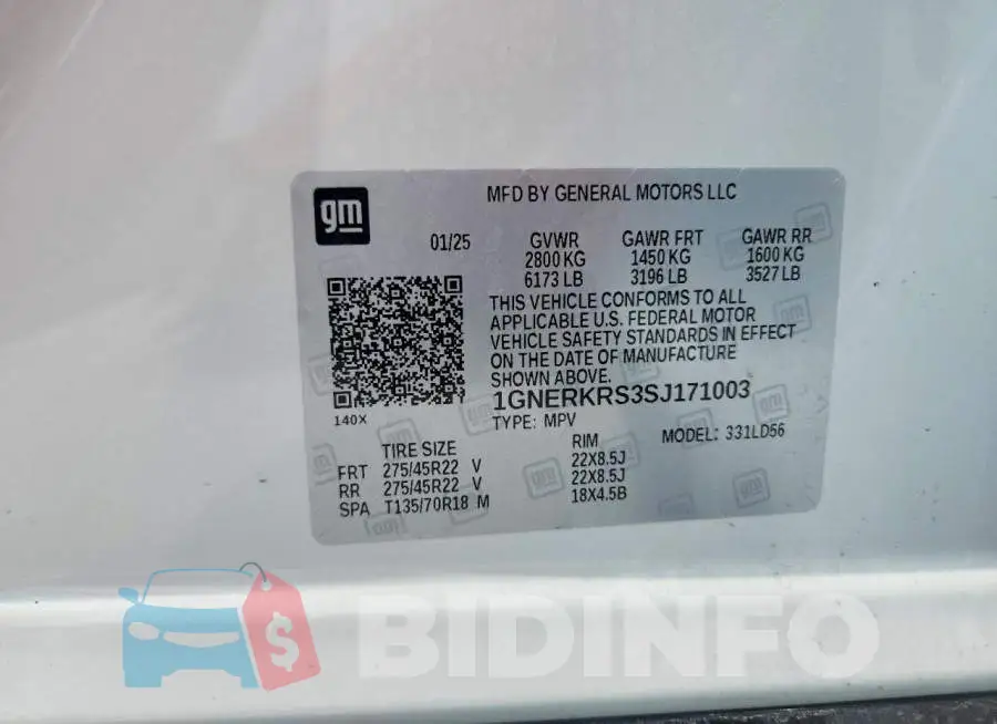 1GNERKRS3SJ171003 Photo# 13