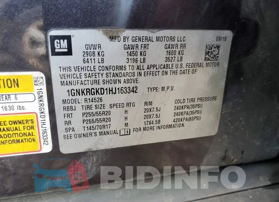 1GNKRGKD1HJ163342 Photo# 13