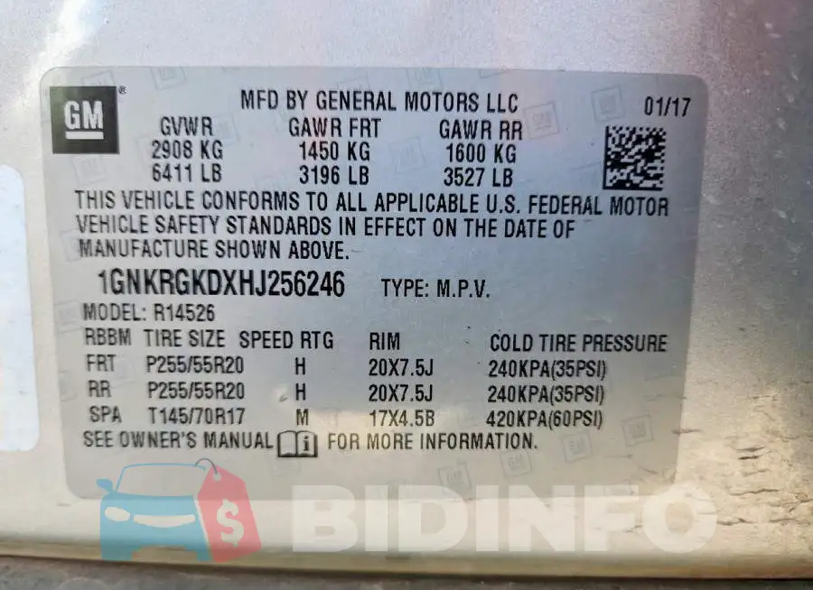 1GNKRGKDXHJ256246 Photo# 13