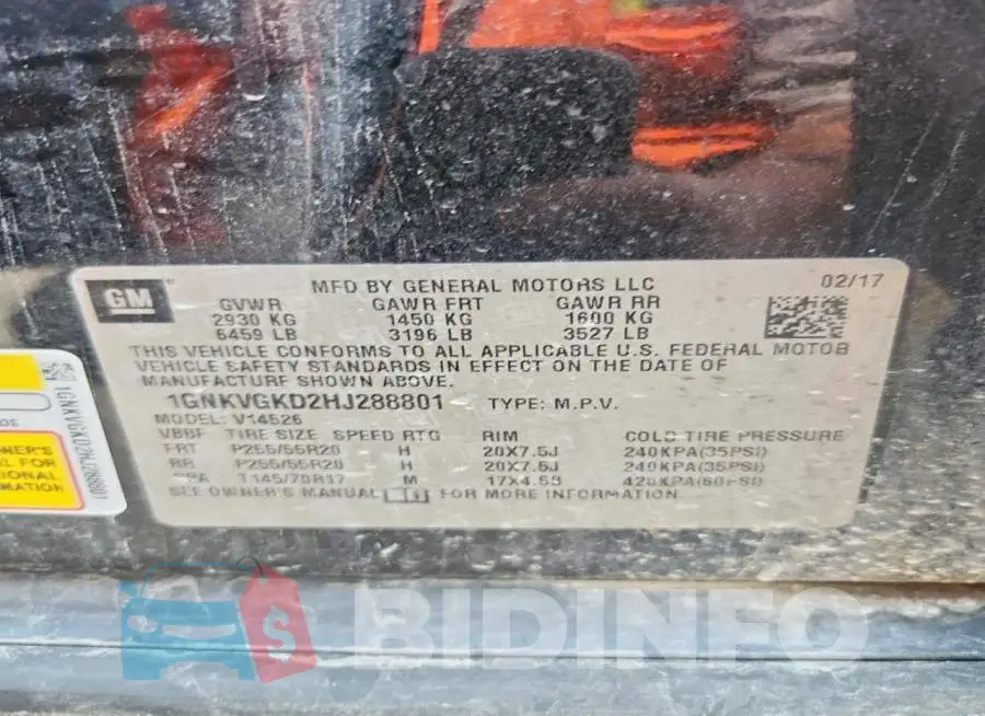 1GNKVGKD2HJ288801 Photo# 13