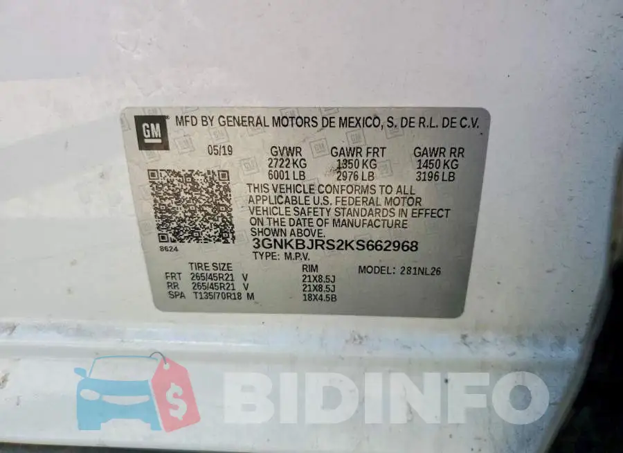 3GNKBJRS2KS662968 Photo# 13
