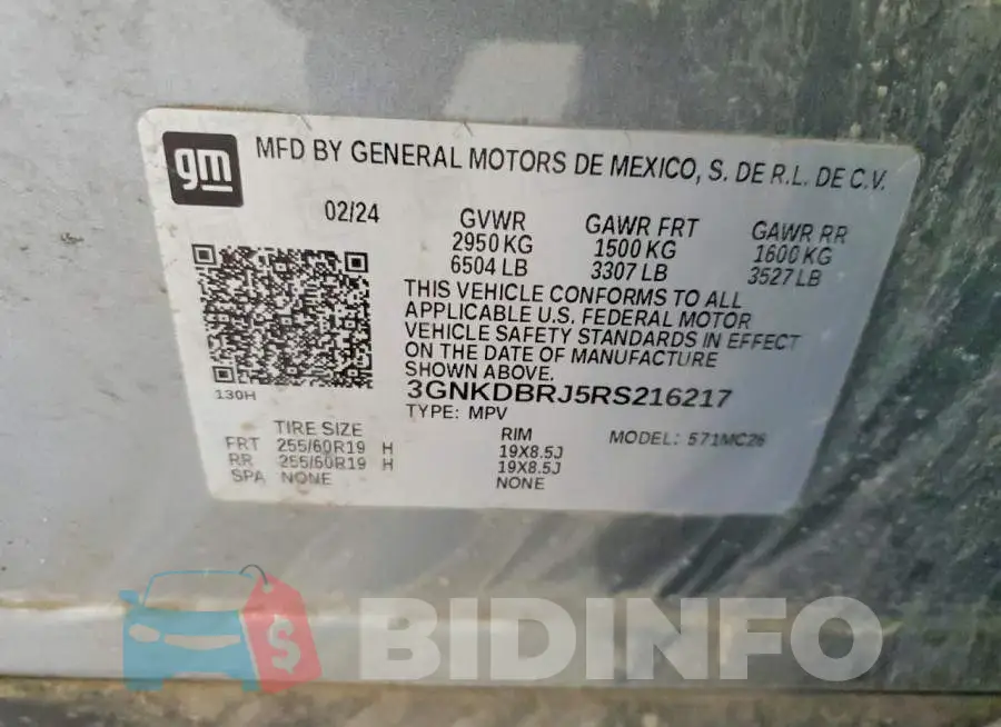 3GNKDBRJ5RS216217 Photo# 13