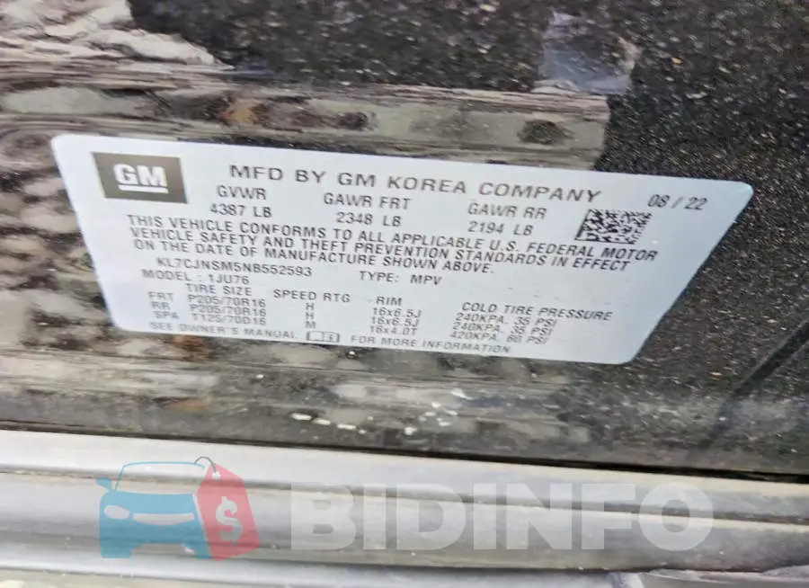 KL7CJNSM5NB552593 Photo# 13