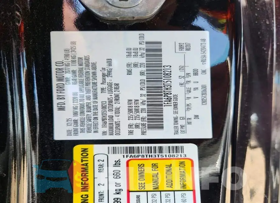 1FA6P8TH3T5108213 Photo# 12