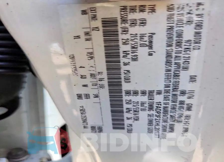 1FADP3F2XHL201377 Photo# 12