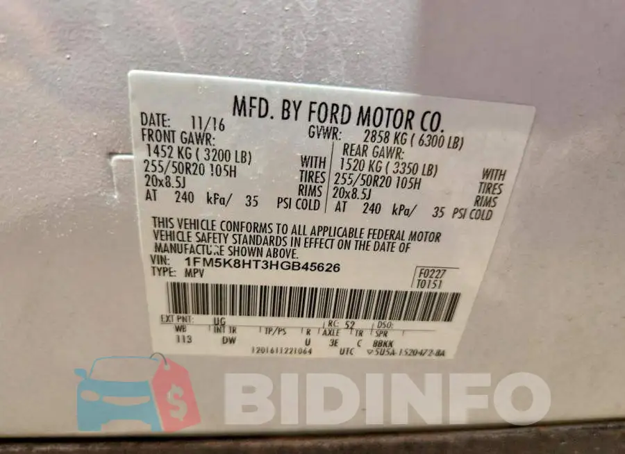 1FM5K8HT3HGB45626 Photo# 13