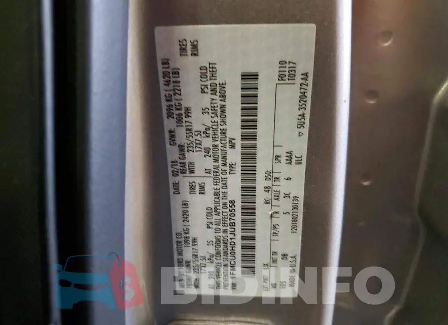 1FMCU0HD1JUB70558 Photo# 12