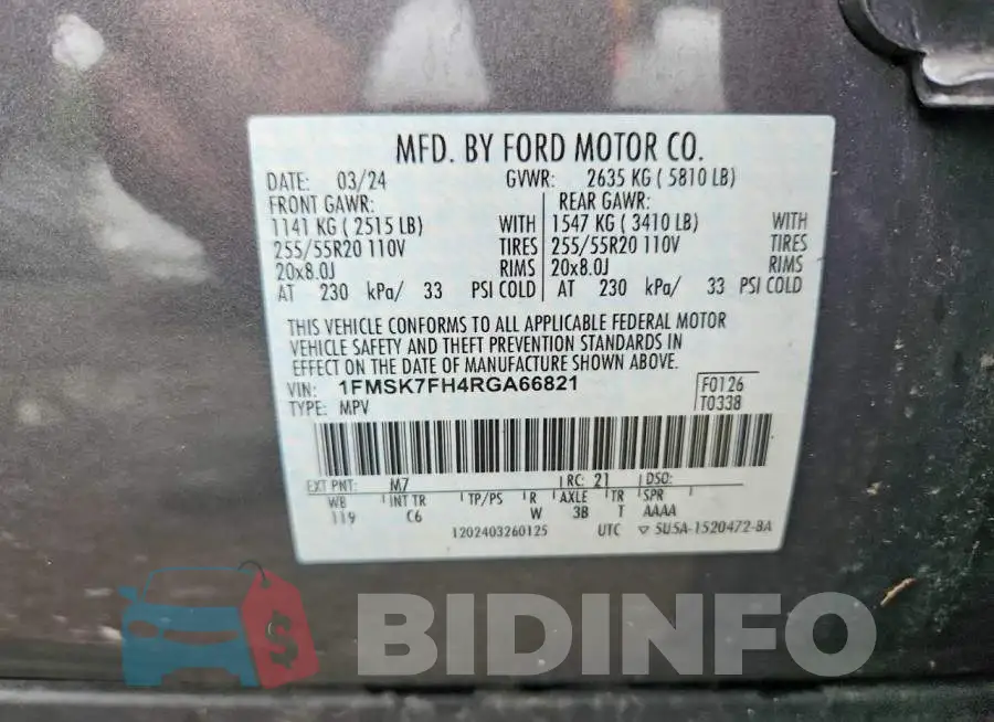 1FMSK7FH4RGA66821 Photo# 13