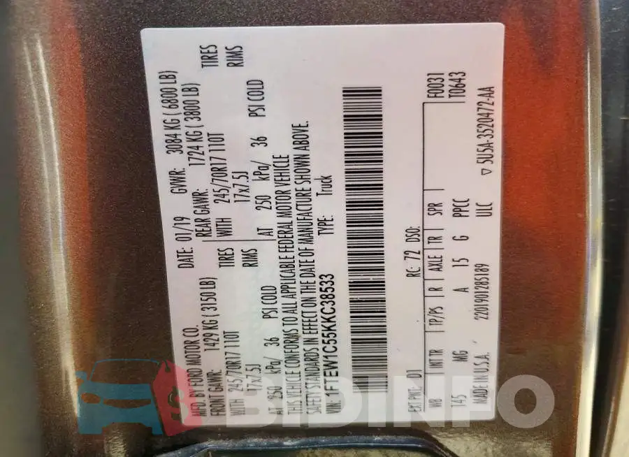1FTEW1C55KKC38533 Photo# 12