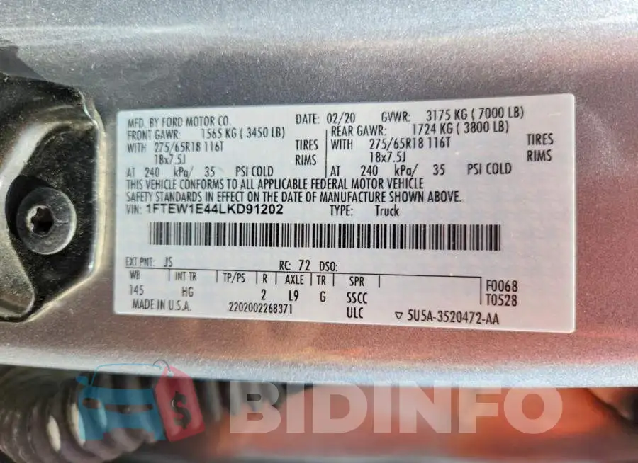 1FTEW1E44LKD91202 Photo# 12