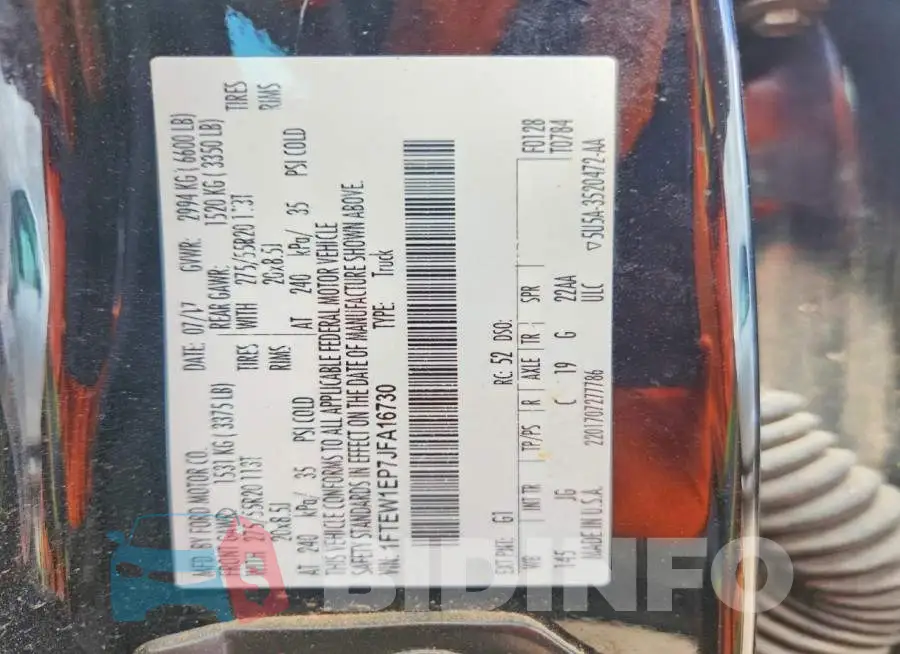 1FTEW1EP7JFA16730 Photo# 12