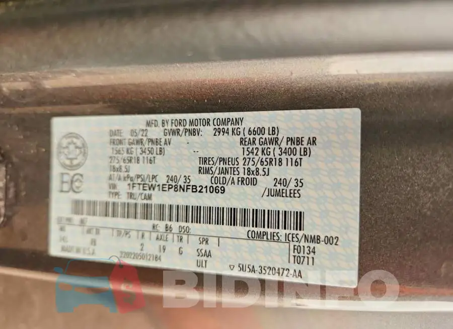 1FTEW1EP8NFB21069 Photo# 12