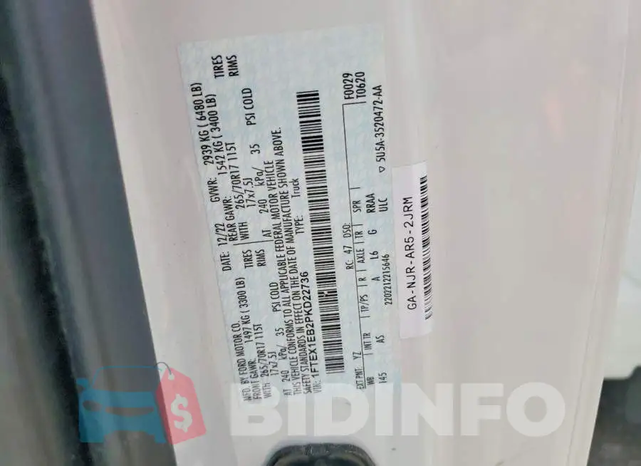 1FTEX1EB2PKD22736 Photo# 13