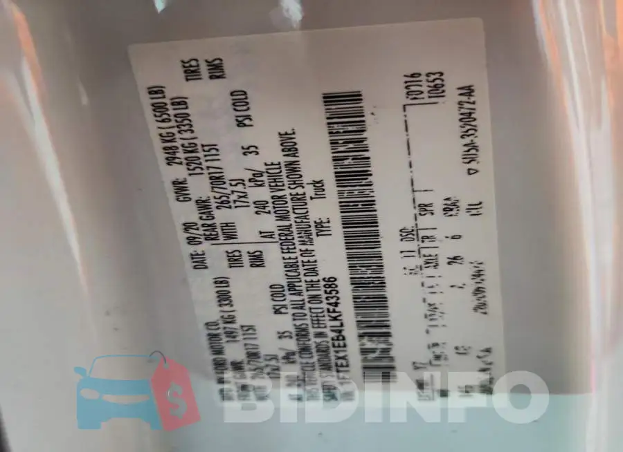 1FTEX1EB4LKF43586 Photo# 12