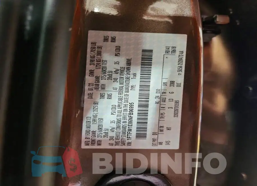 1FTFW1E86NFB96995 Photo# 12