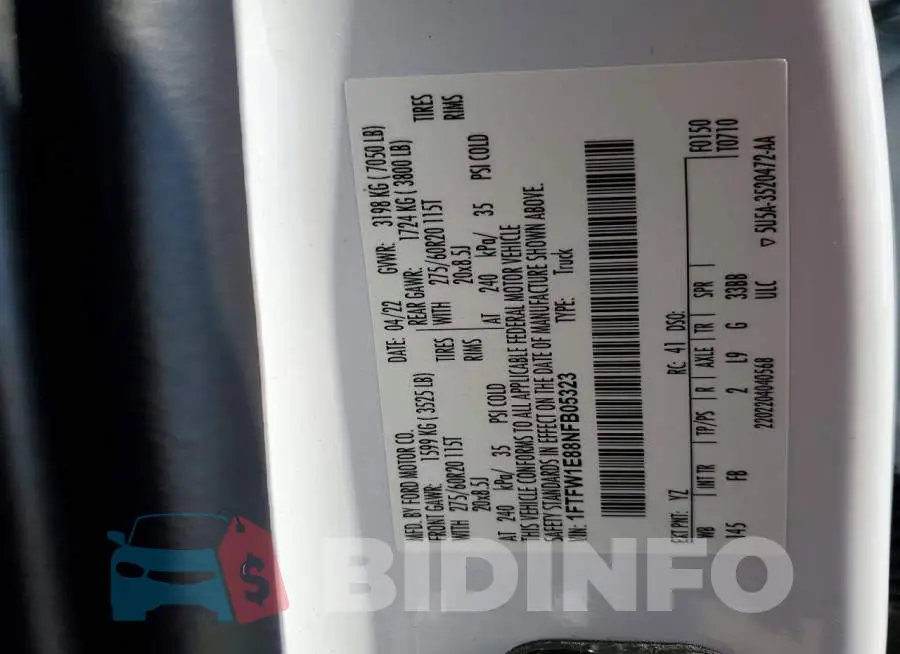 1FTFW1E88NFB05323 Photo# 12