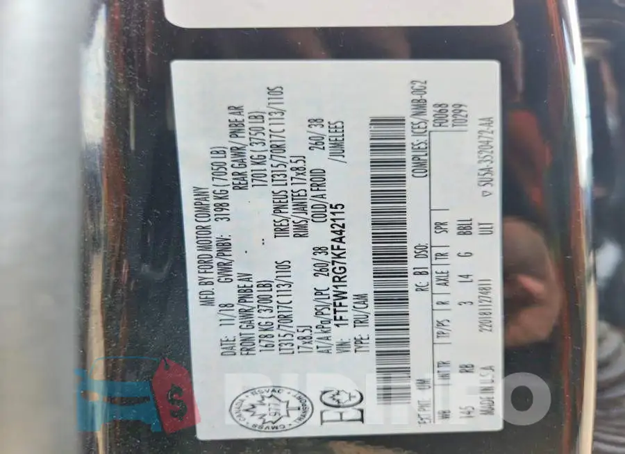 1FTFW1RG7KFA42115 Photo# 12