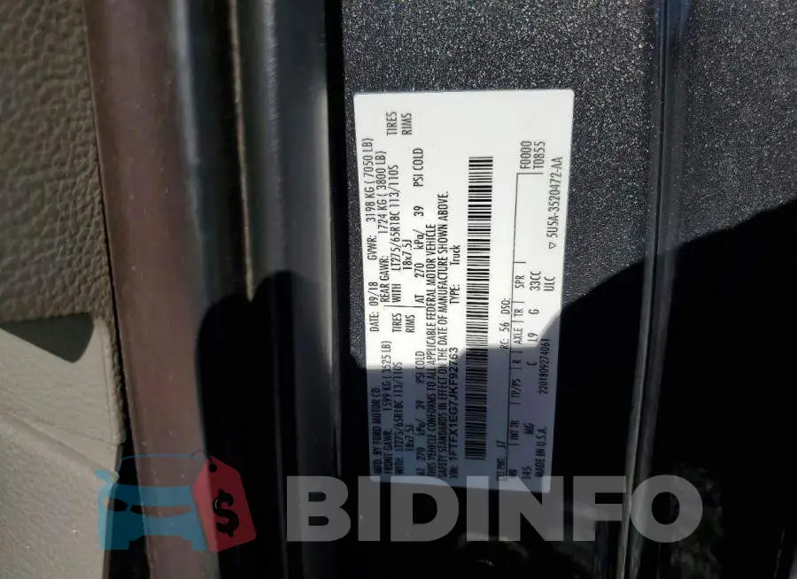1FTFX1EG7JKF92763 Photo# 12