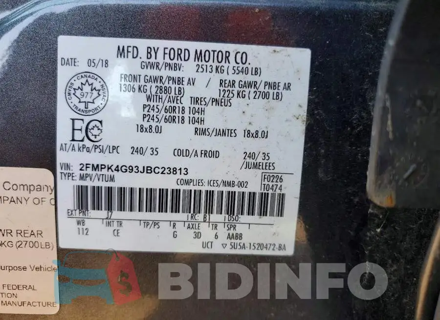 2FMPK4G93JBC23813 Photo# 13