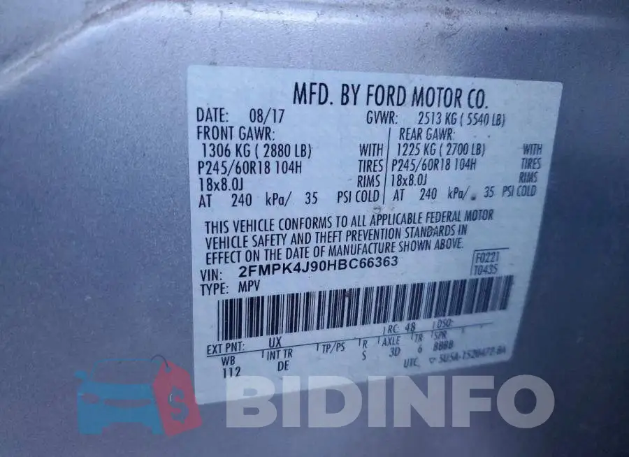 2FMPK4J90HBC66363 Photo# 13