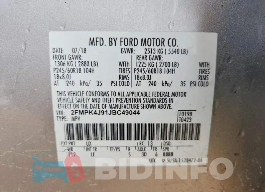 2FMPK4J91JBC49044 Photo# 13