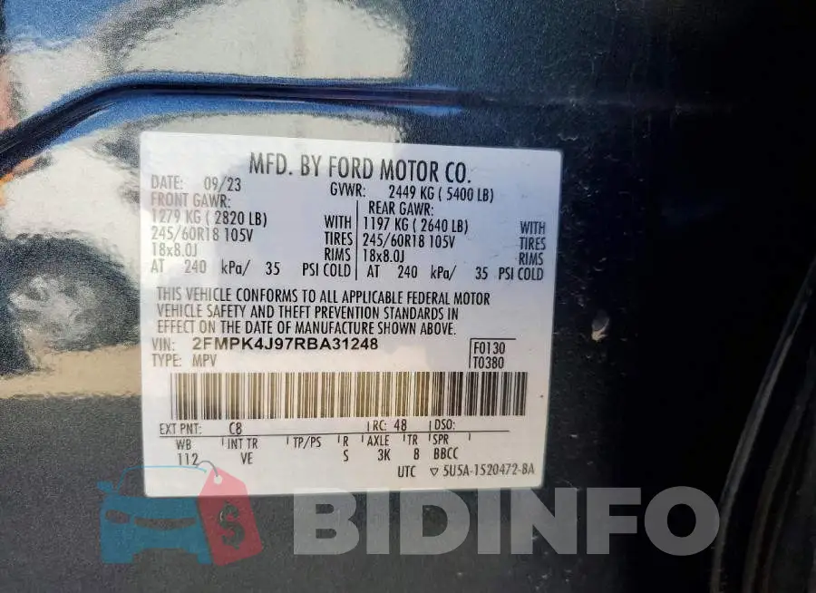 2FMPK4J97RBA31248 Photo# 14