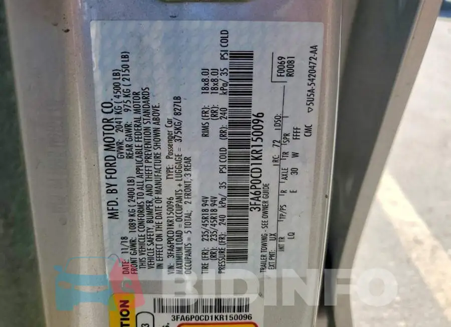 3FA6P0CD1KR150096 Photo# 12