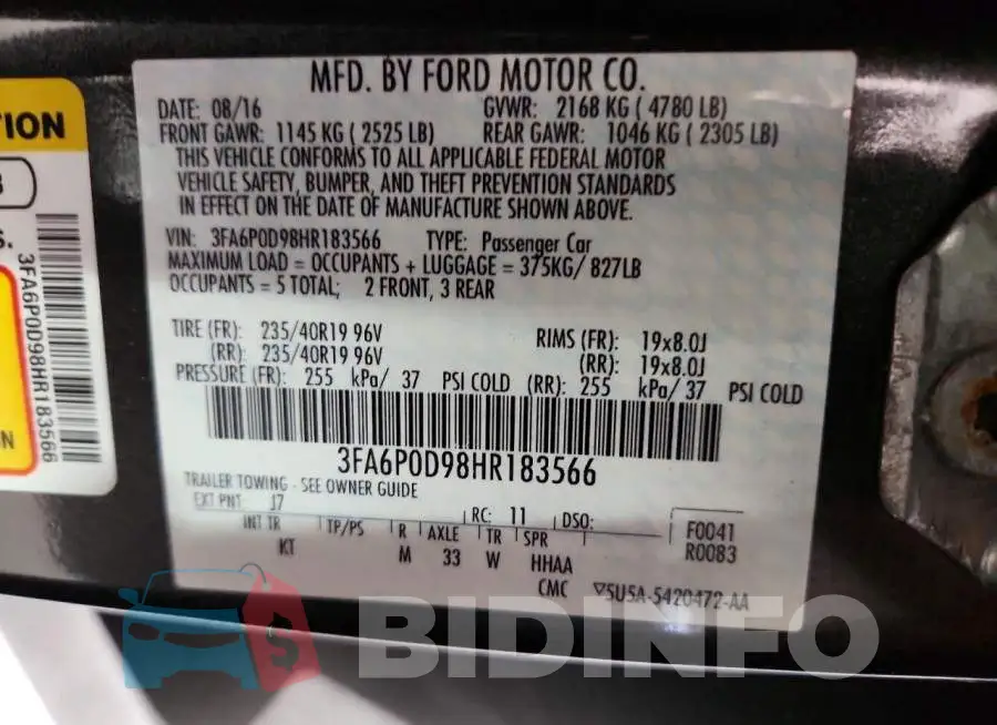 3FA6P0D98HR183566 Photo# 12