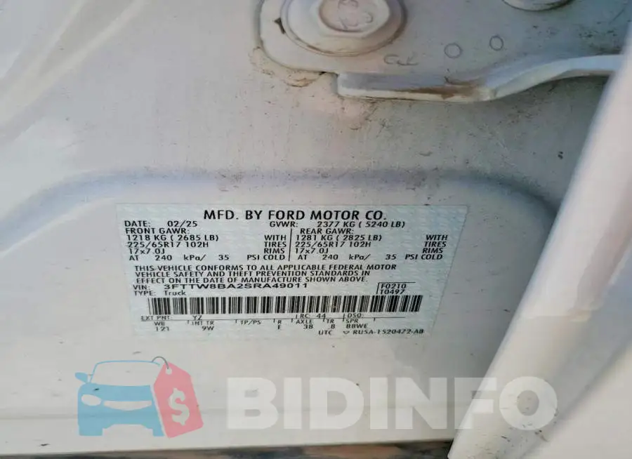 3FTTW8BA2SRA49011 Photo# 12