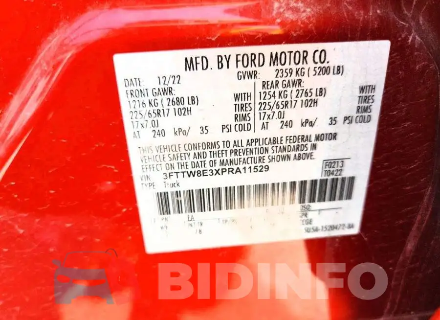 3FTTW8E3XPRA11529 Photo# 12