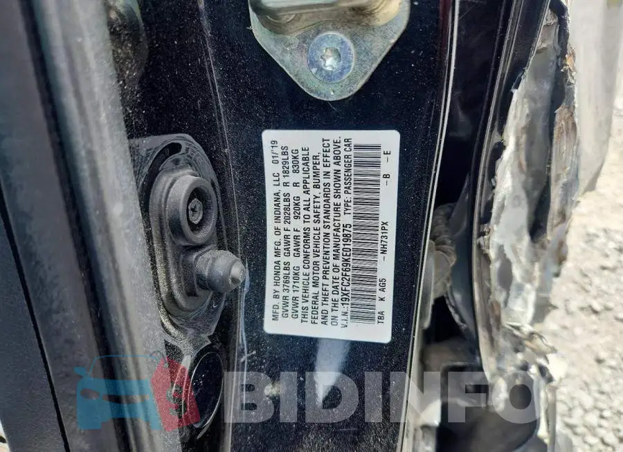 19XFC2F69KE019875 Photo# 12
