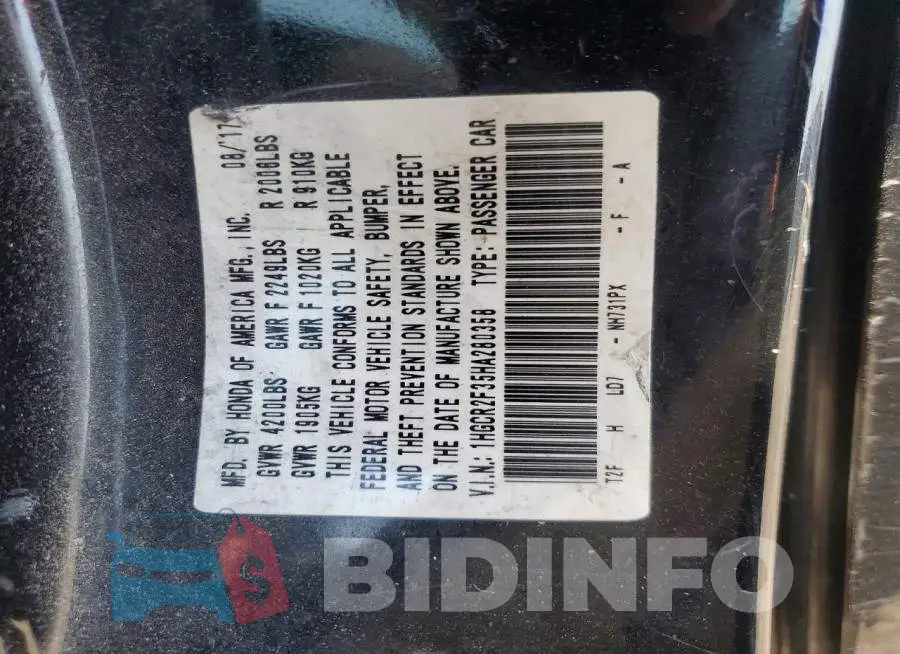 1HGCR2F35HA280358 Photo# 12