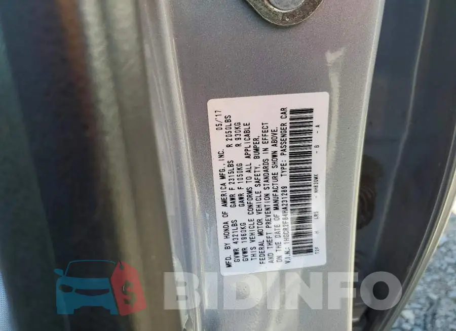 1HGCR2F84HA231289 Photo# 12