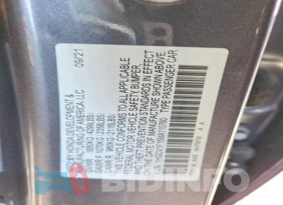 1HGCV1F15MA110760 Photo# 13