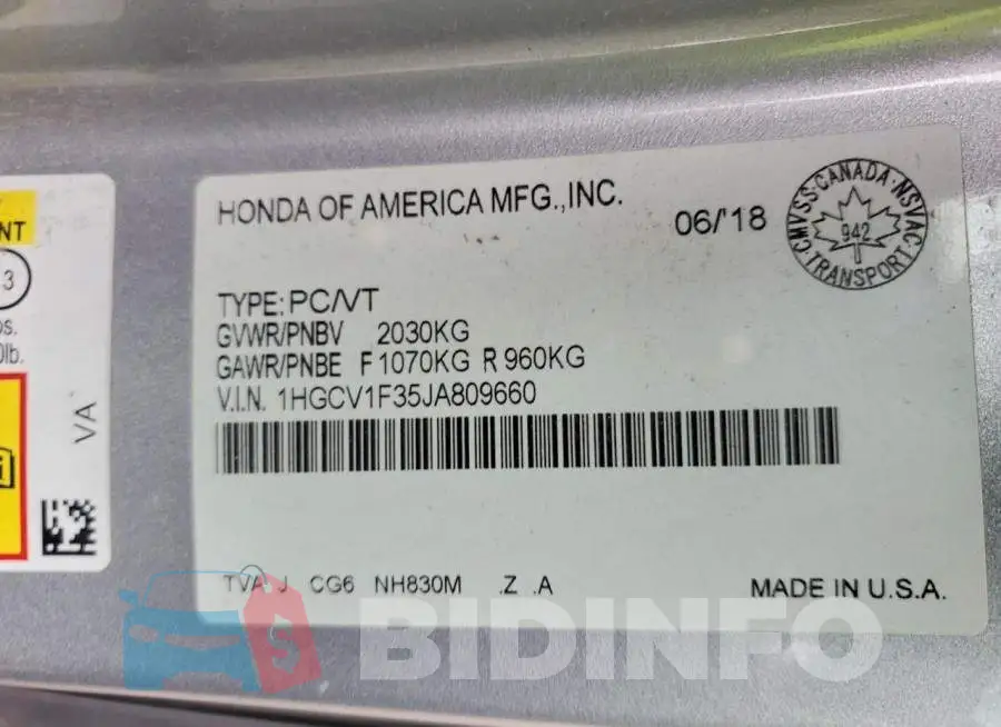 1HGCV1F35JA809660 Photo# 12