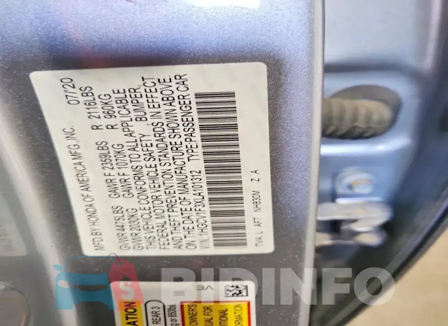 1HGCV1F3XLA101312 Photo# 12