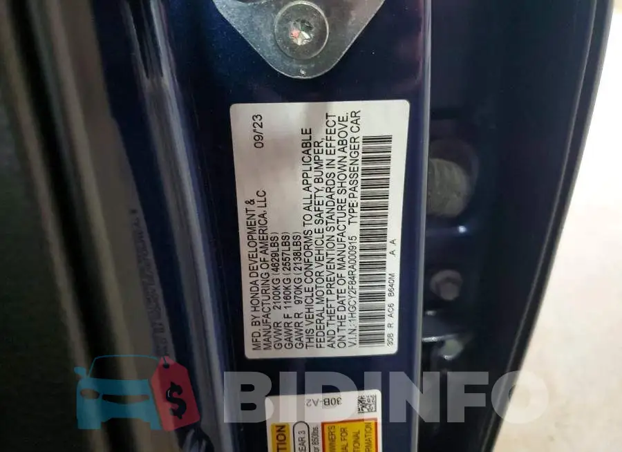 1HGCY2F84RA000915 Photo# 13