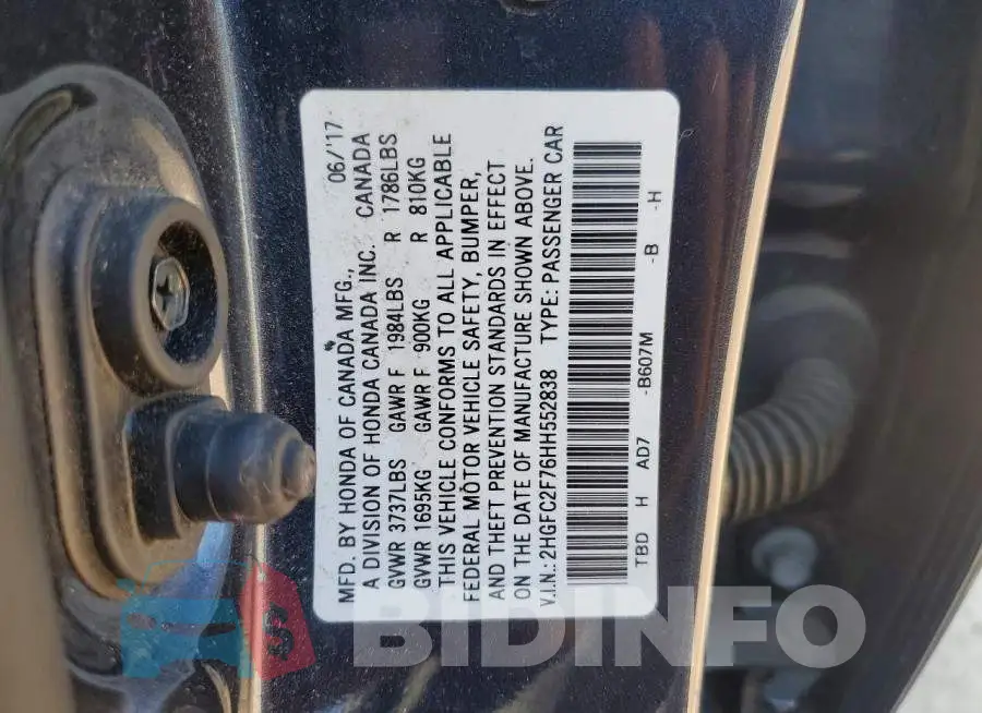 2HGFC2F76HH552838 Photo# 12