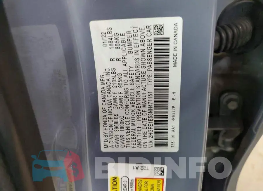 2HGFE1E53NH471151 Photo# 12