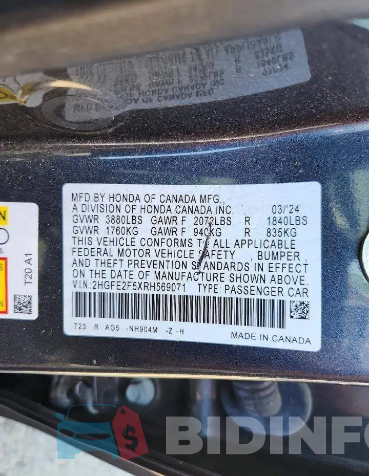 2HGFE2F5XRH569071 Photo# 12