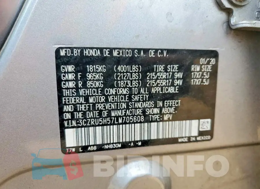 3CZRU5H57LM705608 Photo# 13
