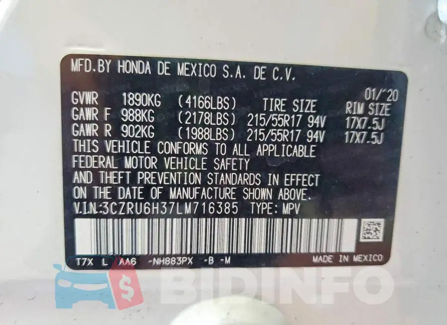 3CZRU6H37LM716385 Photo# 13