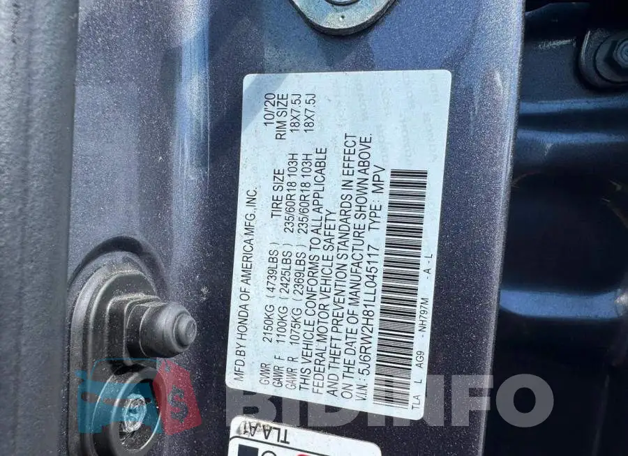 5J6RW2H81LL045117 Photo# 10
