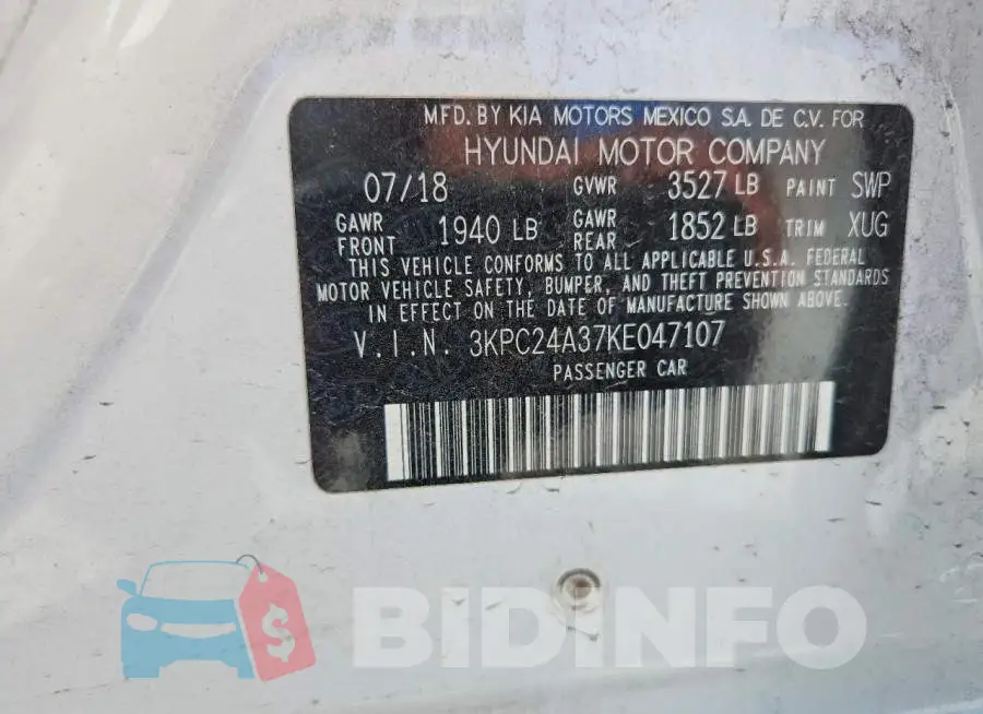 3KPC24A37KE047107 Photo# 12