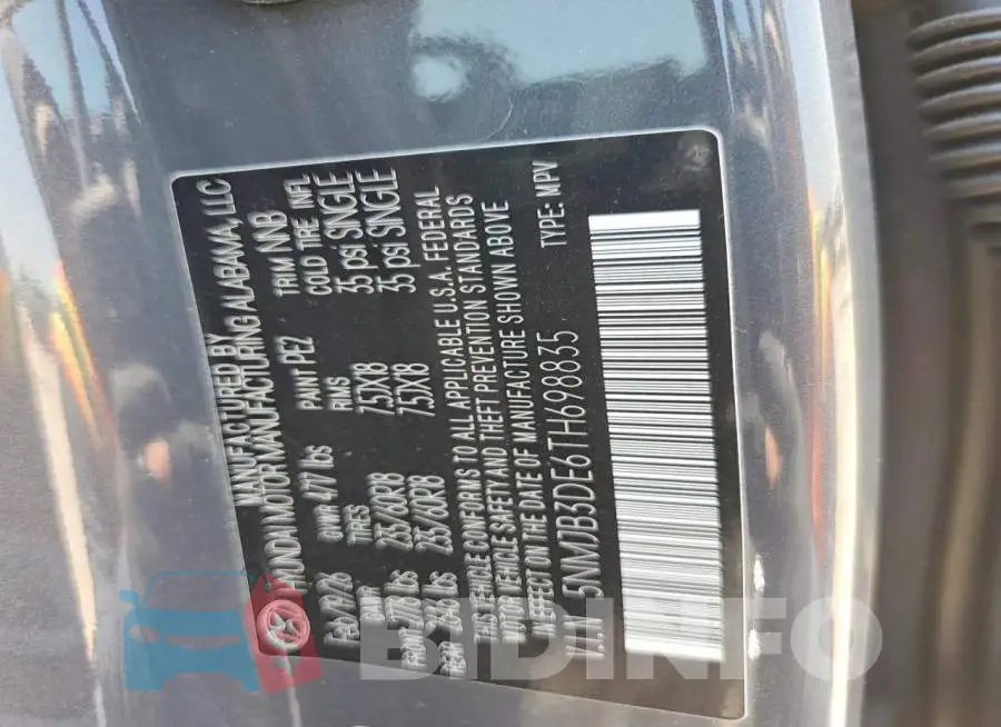 5NMJB3DE6TH698835 Photo# 13