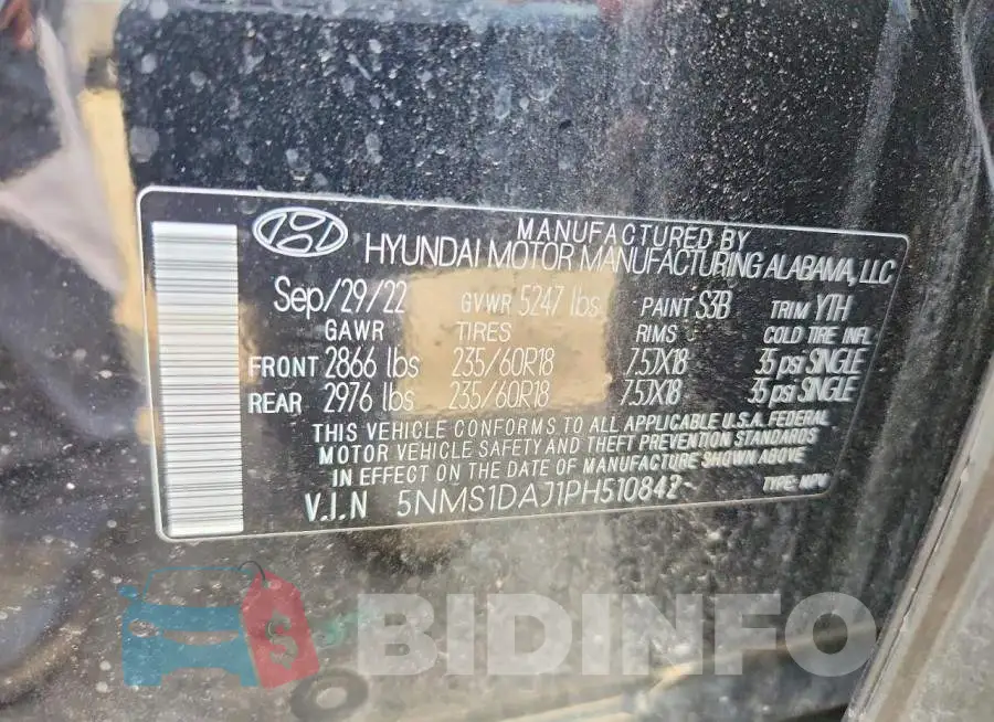 5NMS1DAJ1PH510842 Photo# 14
