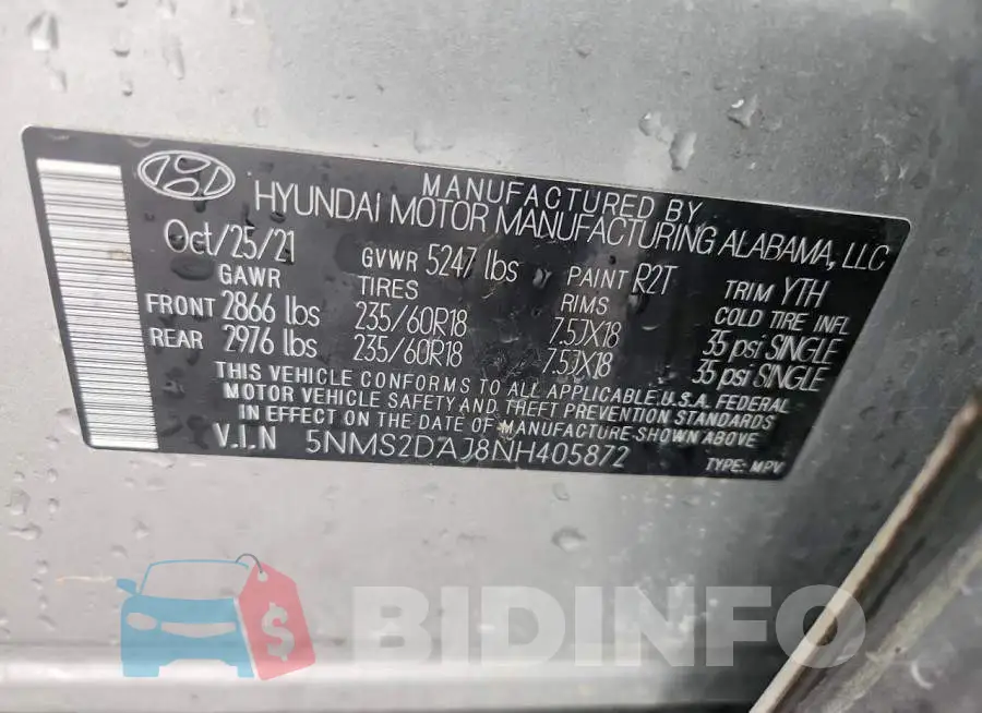 5NMS2DAJ8NH405872 Photo# 12