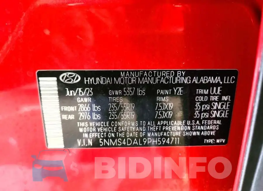 5NMS4DAL9PH594711 Photo# 13