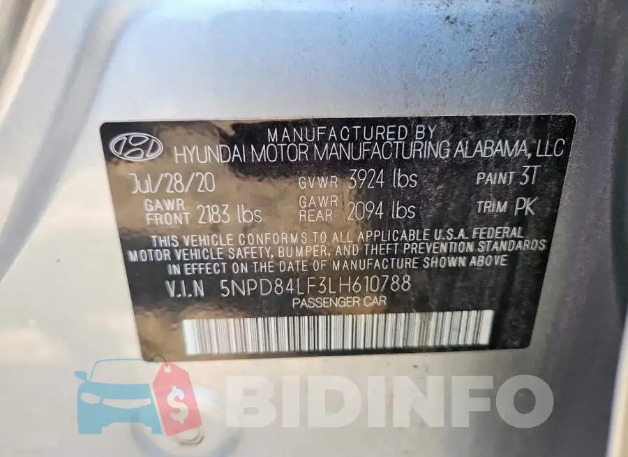 5NPD84LF3LH610788 Photo# 12